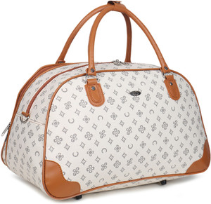 Kezitaska Women Travel Duffle Bag WHITE PRINT Small Travel Bag