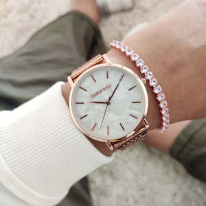 Paul valentine rose gold pink seashell mesh watch shop