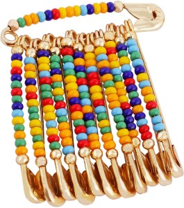 Pack Of 12 Multicolor Bead Pin, Decorative Safety Brooch Pins