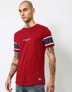 TEAMSPIRIT Solid Men Round Neck Maroon T Shirt Buy TEAMSPIRIT