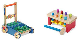 Melissa & doug deluxe chomp and clack alligator wooden push toy and activity walker hot sale
