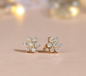 22k 916 Yellow & White Gold Flower Stud Earrings 4.4gms #150 | Diamonds Gems