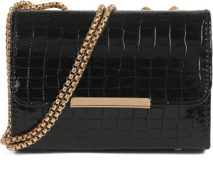 Black sling bag with gold chain shop
