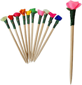 Tiptop Decoration Premium Satin Rose Flower Bamboo Toothpicks