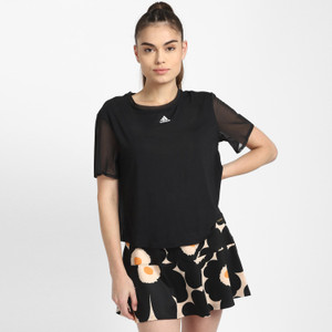 ADIDAS Solid Women Round Neck Black T-Shirt - Buy ADIDAS Solid Women Round  Neck Black T-Shirt Online at Best Prices in India | Flipkart.com