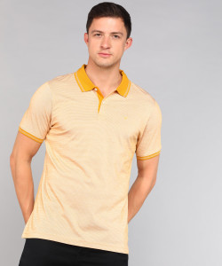 Blackberrys Self Design Men Polo Neck Yellow T-Shirt - Buy
