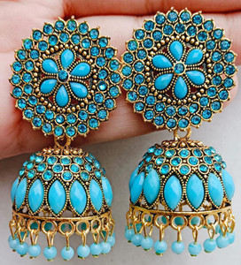 Flipkart Buy sk beauty Designer golden Jhumka earrings for women Party and for wedding Crystal Beads Alloy Jhumki Earring Online at Best Prices in India