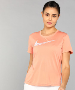 NIKE Printed Women Round Neck Orange T Shirt Buy NIKE Printed