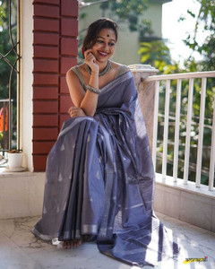 Buy govind handloom Printed Bollywood Cotton Linen Light Blue Sarees Online Best Price In India Flipkart