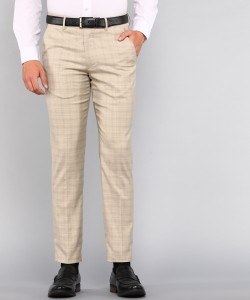 Buy Men Grey  Black Slim Fit Checked Formal Trousers online  Looksgudin