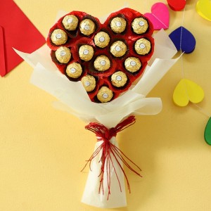 Via del Corso Delicious Ferrero Rocher Heart Box Chocolate Bouquet