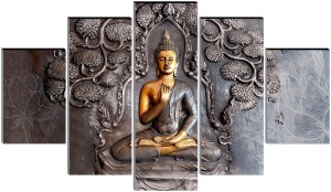 saf Buddha set of 5 Panel Painting Digital Reprint 18 inch x 30 inch Painting
