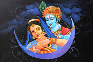 Lord Radha Krishna 3D Animated Beautiful Art Painting | Paper Print Poster  Fully Waterproof & Laminated | Decoration For Wall Poster, Wall Painting,  Washable Paper Poster, Natural Paper Art Painting Poster, Home