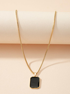 Gold necklace cheap black stone