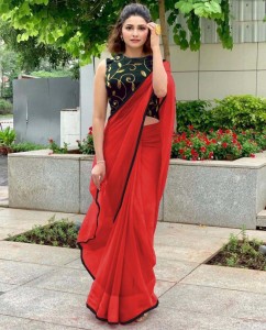 Buy New Arrival Exclusive Fancy Dark Red Satin Silk Sarees Party Online in  India - Etsy