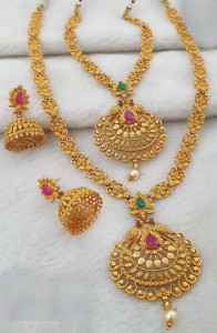 KISHUSOON Brass, Copper, Alloy Gold-plated Gold, Pink, Green Jewellery Set