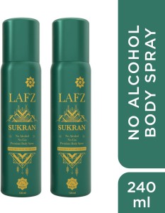 LAFZ Sukran, No Alcohol No Gas, Premium 240 ml, (Pack of 2) Body Spray  -  For Men