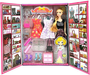 Pulsbery 1 Pcs Barbie New Happy Fashion Doll Set with Accessories