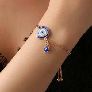 FASTQT Evil Eye Bracelet For Women Girls Diamond Alloy Chain