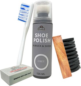 Quick Nubuck Suede Shoe Polish and Shoe Care Kit | Color - Grey | Nubuck, Suede Shoe Renovator