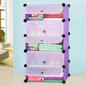 CITRODA 5 Door 5 Shelves Plastic Wardrobe Organizer For Clothes Storage Rack with Door PC Collapsible Wardrobe Price in India Buy CITRODA 5 Door 5 Shelves Plastic Wardrobe Organizer For Clothes