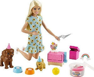 BARBIE Doll 11.5 inch Blonde and Puppy Party Playset with 2 Pet