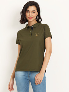 Olive green polo shirt womens hot sale