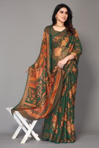 Winza Designer Floral Print Bollywood Chiffon, Brasso Saree