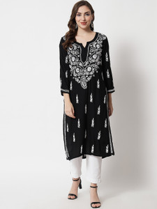 Paramount Chikan Women Chikan Embroidery Straight Kurta Buy