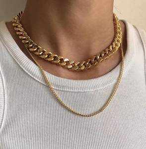 Thick gold chain choker hotsell