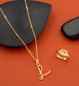 Jewel WORLD L name letter Diamond Pendant locket chain with letter ring for girls women Gold plated Beads Alloy Pendant Price in India Buy Jewel WORLD L name letter Diamond Pendant