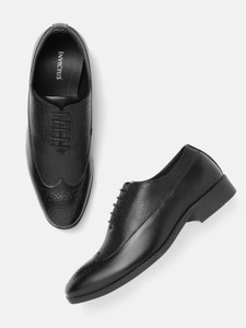 INVICTUS INVICTUS Men Black Textured Formal Oxfords Oxford For Men
