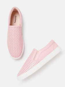 Dressberry DressBerry Women Pink Perforated Slip On Sneakers Slip