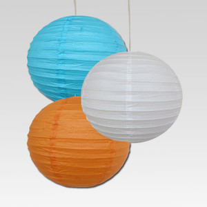 Dhol Dhamaka Orange, White, Blue Paper Lantern