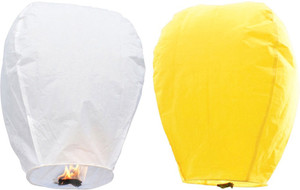 Little India Yellow n White Set of 2 Paper Made Sky Lanterns 210 Multicolor Paper Sky Lantern