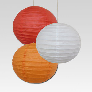 Christmas Tree Shops Red, White, Orange Paper Lantern