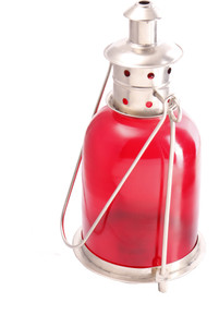 Sutra Decor Red, Silver Iron, Glass Lantern