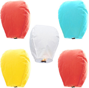 Little India Set of 5 Multicolor Paper Made Sky Lanterns 501 Multicolor Paper Sky Lantern