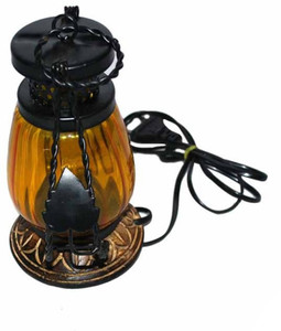 Woodkartindia Orange Wooden, Glass Lantern