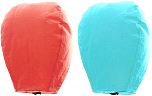 Little India Peach n Turquoise Set of 2 Paper Made Sky Lanterns 205 Multicolor Paper Sky Lantern