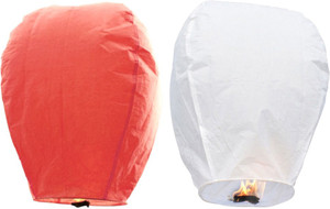 Little India Peach n White Set of 2 Paper Made Sky Lanterns 206 Multicolor Paper Sky Lantern