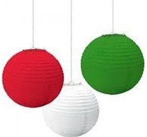 Christmas Tree Shops Red, Green, White Paper Lantern