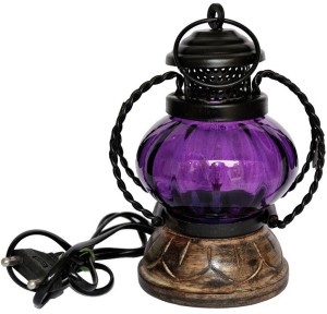 Woodino Handicrafts Lan Brown, Purple, Black Glass Lantern