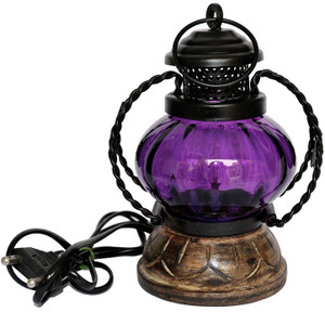 Woodino Handicrafts Lan Brown, Purple, Black Glass Lantern