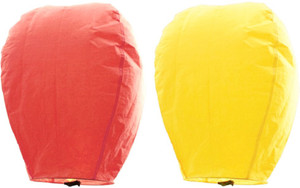 Indian Gift Emporium Peach n Yellow Set of 2 Paper Made Sky Lanterns 207 Multicolor Paper Sky Lantern