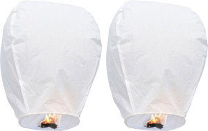 Little India Set of 2 White Paper Made Sky Lanterns 203 White Paper Sky Lantern