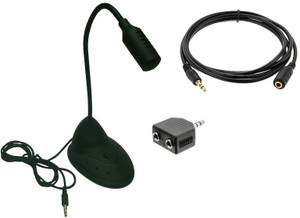 Techvik 3 In 1 Multimedia Adjustable Laptop Desktop Microphone Meeting Mic + Aux Extension Cable + Audio Y-Splitter Adapter Combo Set
