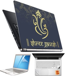 FineArts Lord Ganesh H039 4 in 1 Laptop Skin Pack with Screen Guard, Key Protector and Palmrest Skin Combo Set(Multicolor)
