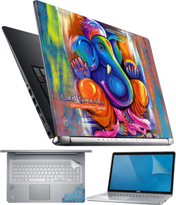 FineArts Lord Ganesha 4 in 1 Laptop Skin Pack with Screen Guard, Key Protector and Palmrest Skin Combo Set