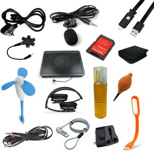 De-TechInn Set of 15 In 1 USB Powered Cooling Pad, Fan, Light, Power Cable and more Laptop Accessories Combo Set
